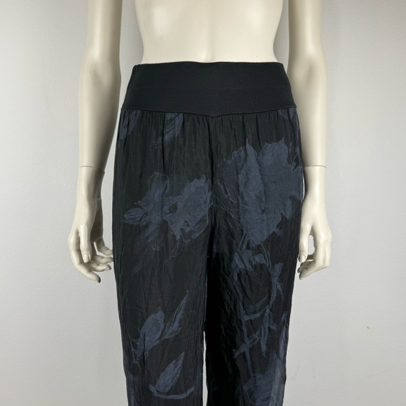 M Made In Italy Pant Wide Leg Silk Pull On Palazzo Sheer Floral NWT Size Medium - Picture 4 of 10